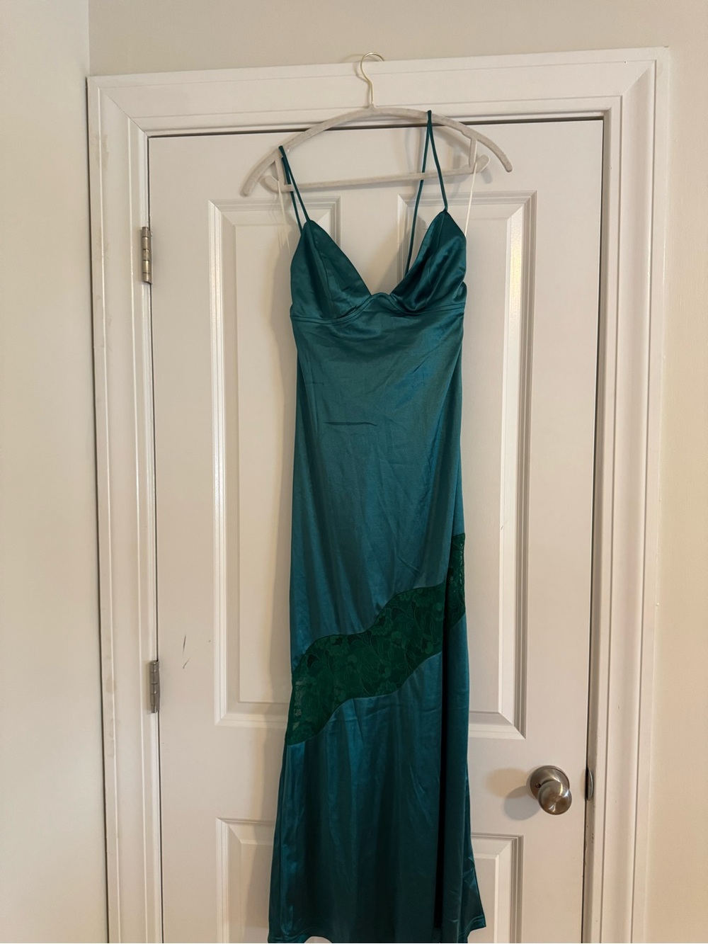 Hello Molly Teal Dress with Lace Panel